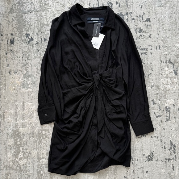 JACQUEMUS Black Le Raphia 'La robe Bahia' Minidress 42 NWT - Picture 1 of 7